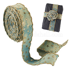 5 Yards Polyester 3D Star Gold Stamping Ribbon&nbsp;OCOR-TAC0023-14A