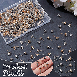 240Pcs 6 Style Iron and Alloy Crystal Rhinestone Stud Earring Finding&nbsp;EJEW-WR0001-01