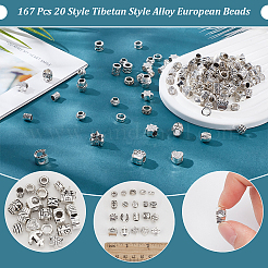 167Pcs 20 Style Tibetan Style Alloy European Beads&nbsp;TIBEB-NB0001-32