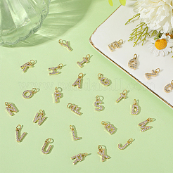 26Pcs 26 Styles Real 18K Gold Plated Brass Micro Pave Clear Cubic Zirconia Charms&nbsp;KK-BBC0018-09