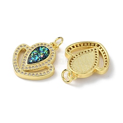 Brass Micro Pave Cubic Zirconia Pendants&nbsp;KK-A197-27G