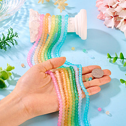 8Strands 8 Colors Baking Paint Frosted Glass Bead Strands&nbsp;FGLA-TA0001-05