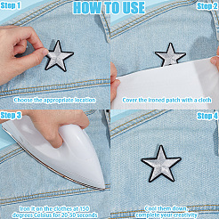 42Pcs 6 Styles Star Computerized Embroidery Cloth Iron on/Sew on Patches&nbsp;FIND-CP0002-14