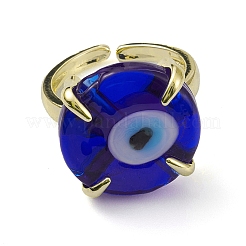 Lampwork Evil Eye Open Cuff Ring&nbsp;RJEW-M147-01LG-08