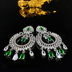 Teardrop Brass Micro Pave Cubic Zirconia Chandelier Earrings&nbsp;FS-WG7EBA5-01