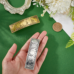 2Pcs 2 Colors Rectangle with Moon Phase Pattern Alloy Hair Barrettes&nbsp;PHAR-CP0001-22