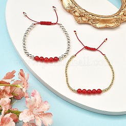 2Pcs Natural & Dyed Malaysia Jade & Alloy & Brass Beads Bracelets&nbsp;BJEW-JB11211