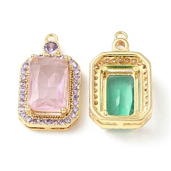 Brass with K9 Glass & Rhinestone Pendants&nbsp;KK-C024-47KCG