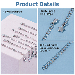 12Pcs 4 Styles Brass Curb Chain Extender&nbsp;KK-HS0015-33P
