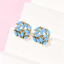 Brass Micro Pave Cubic Zirconia Stud Earrings&nbsp;KK-F358-02G-04