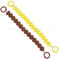 2Pcs 2 Colors Plastic Heart Beaded Bag Extension Chains with Iron Ring Clasps&nbsp;PURS-GF0001-11B
