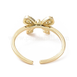Clear Cubic Zirconia Bowknot Open Cuff Ring&nbsp;RJEW-I094-07G