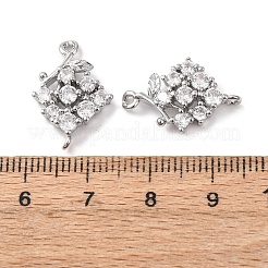 Brass Micro Pave Clear Cubic Zirconia Connector Charms&nbsp;KK-Z142-01P