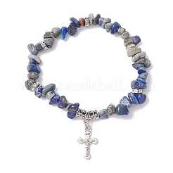 Natural Lapis Lazuli Chip Beaded Stretch Bracelets&nbsp;BJEW-JB12316-03