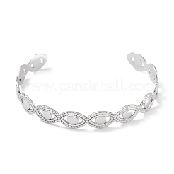 Non-Tarnish 304 Stainless Steel Hollow Eye Open Cuff Bangles for Women&nbsp;BJEW-C071-11P