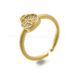 Brass Micro Pave Clear Cubic Zirconia Cuff Rings for Women&nbsp;RJEW-S399-14G