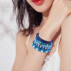 Handmade Polymer Clay Heishi Beads Stretch Bracelets Sets&nbsp;BJEW-JB05902-04