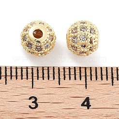 Brass Micro Pave Clear Cubic Zirconia Beads&nbsp;KK-P271-19G