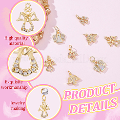 12Pcs 4 Styles Brass Micro Pave Cubic Zirconia Charms&nbsp;KK-GA0001-73G