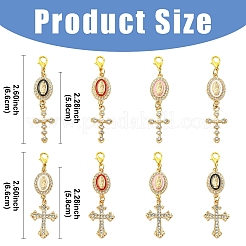 4Pcs Alloy Enamel & Rhinestone Pendant Decorations&nbsp;HJEW-YW00493-01