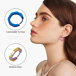 8Pcs 4 Colors Stainless Steel Hoop Earrings&nbsp;EJEW-TA0001-79