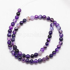 Natural Striped Agate/Banded Agate Bead Strands&nbsp;X-G-K166-13-6mm-04