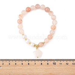 Natural Peach Blossom Pink Persian Jade & Natural Cultured Freshwater Pearl Beads Stretch Bracelets for Women&nbsp;BJEW-JB14193