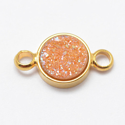 Electroplated Natural Druzy Agate Links connectors&nbsp;G-P321-03G
