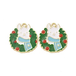 Christmas Theme Rack Plating Alloy Enamel Pendants&nbsp;PALLOY-O109-22LG