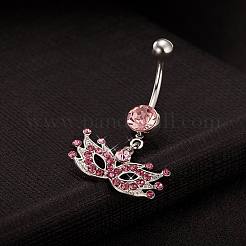 Piercing Jewelry Real Platinum Plated Brass Rhinestone Mask Navel Ring Belly Rings&nbsp;AJEW-EE0001-48B