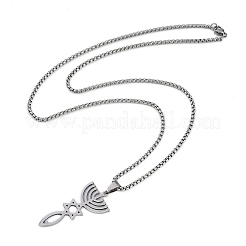 201 Stainless Steel Messianic Star of David Pendant Box Chain Necklaces&nbsp;LS-NJEW-M010-03P
