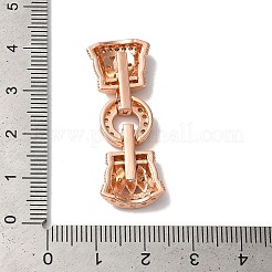 Rack Plating Brass Micro Pave Clear Cubic Zirconia Fold Over Clasps&nbsp;KK-F873-23RG