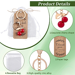10Pcs Zinc Alloy Resin Cherry Keychains&nbsp;AJEW-BM0001-08