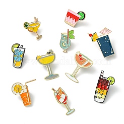 10Pcs 10 Styles Mixed Drink Enamel Pins&nbsp;JEWB-CJ0003-30