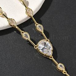 Brass Pave Clear Cubic Zirconia Y Necklaces&nbsp;NJEW-G183-06G-01