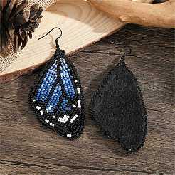 Bohemian Style Green Butterfly Wing Glass Bead Handmade Dangle Earrings&nbsp;CZ4126