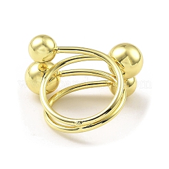 Rack Plating Brass Round Balls Open Cuff Ring&nbsp;RJEW-H218-07G