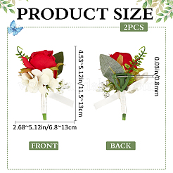 2Pcs Silk Cloth Imitation Rose Boutonniere&nbsp;AJEW-CP0008-47
