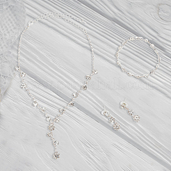 1 Set Crystal Rhinestone Lariat Necklace & Link Chain Bracelet & Dangle Stud Earrings&nbsp;SJEW-AN0001-04