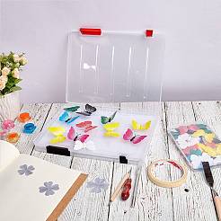 3Pcs 3 Colors Portable Transparent Plastic A4 File Box&nbsp;CON-SZ0001-15