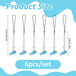 6Pcs Glass & Alloy & Resin Mobile Straps&nbsp;HJEW-FH00310