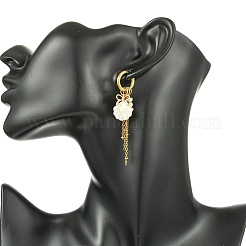 304 Stainless Steel with Natural Freshwater Shell & Pearl Hoop Dangle Earrings for Women&nbsp;EJEW-JE07214