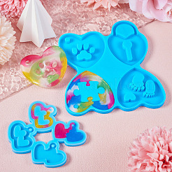 2Pcs 2 Styles Heart Pendant DIY Silicone Molds&nbsp;DIY-TA0009-27