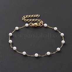 Round Plastic Imitation Pearl Beaded Bracelets&nbsp;BJEW-E054-04G