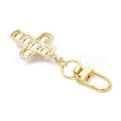 Cross Brass & with ABS Imitation Pearl Beaded Pendant Decorations&nbsp;HJEW-JM03951
