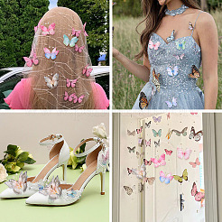 32Pcs 8 Styles Cloth Butterfly with Imitation Pearl Ornament Accessories&nbsp;DIY-TA0014-29