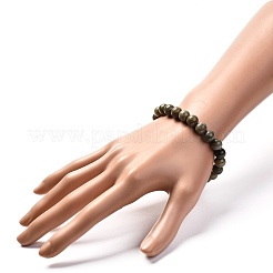 Natural Silver Leaf Jasper Round Beads Stretch Bracelet for Men Women&nbsp;BJEW-JB06824-02