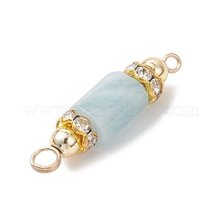 Natural Aquamarine with Electroplate Synthetic Non-magnetic Hematite Faceted Column Connector Charms&nbsp;PALLOY-JF04855
