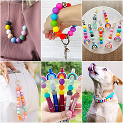 45Pcs 3 Colors Round Silicone Focal Beads&nbsp;SIL-TAD0001-01G
