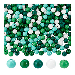 340Pcs 5 Colors Wood European Beads&nbsp;WOOD-PH0003-31